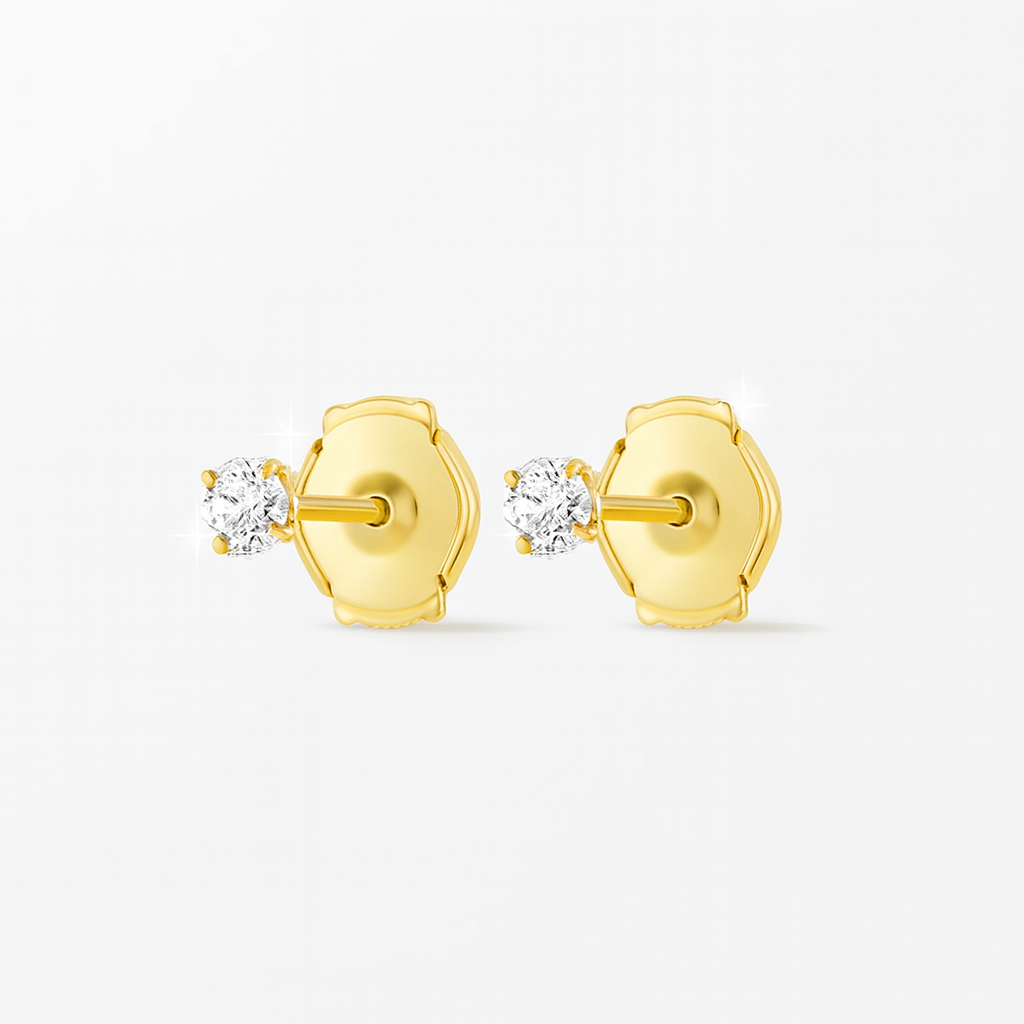 0.1 ct Each Round Lab-Grown Diamond Stud Earrings - 18k Yellow Gold