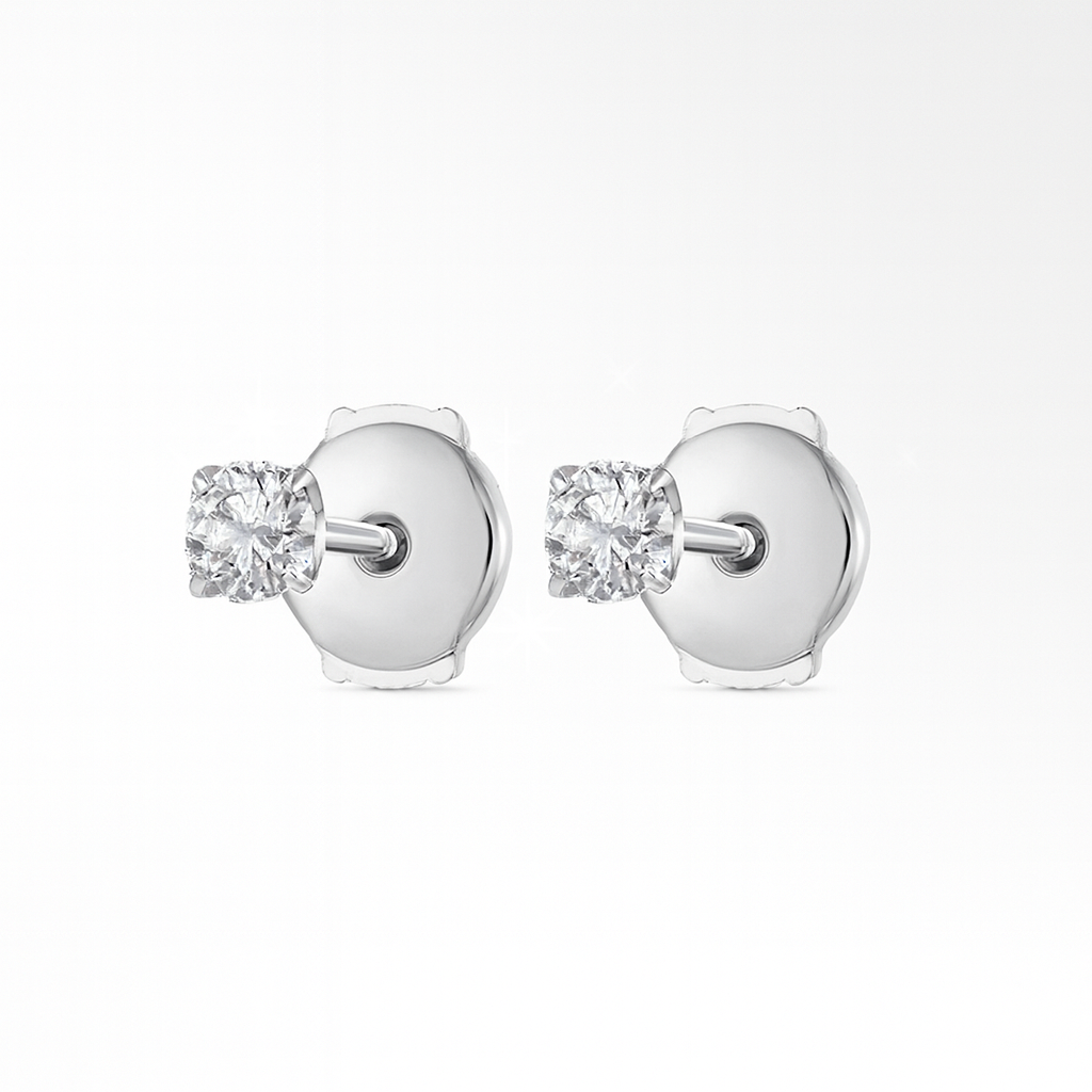 0.2ct Each Round Lab-Grown Diamond Stud Earrings - 18k White Gold