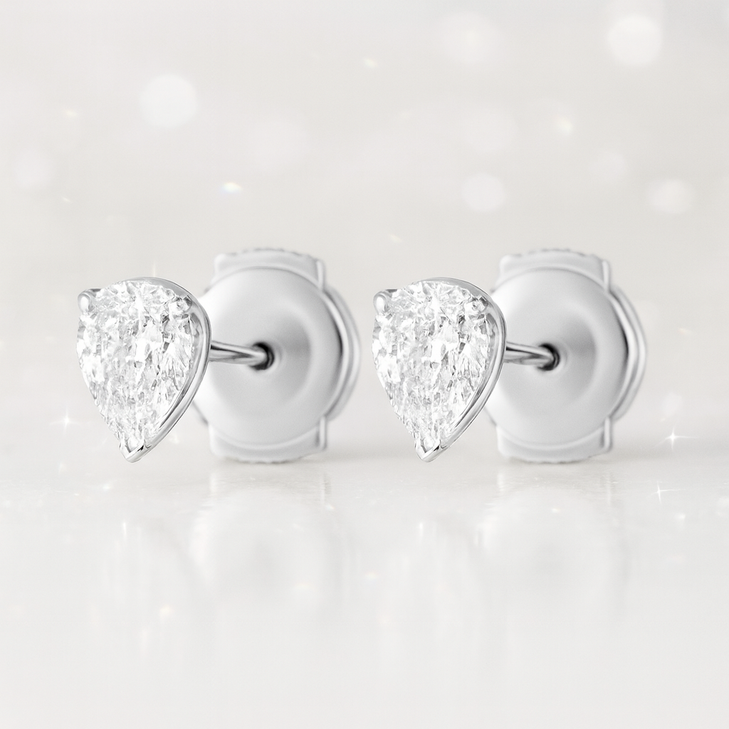 0.3ct Each Pear Lab-Grown Diamond Stud Earrings - 18k White Gold