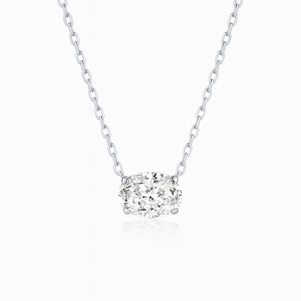 0.3ct Oval Diamond Pendant in 18k White Gold