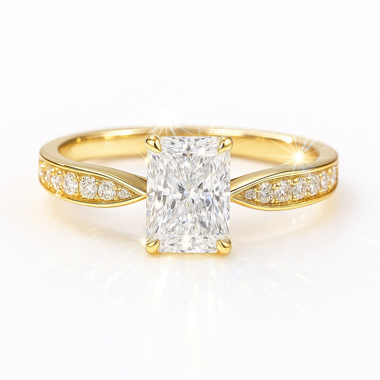 0.5 Carat Lab-Grown Diamond Band Engagement Ring 18k White Gold – Radiant Cut