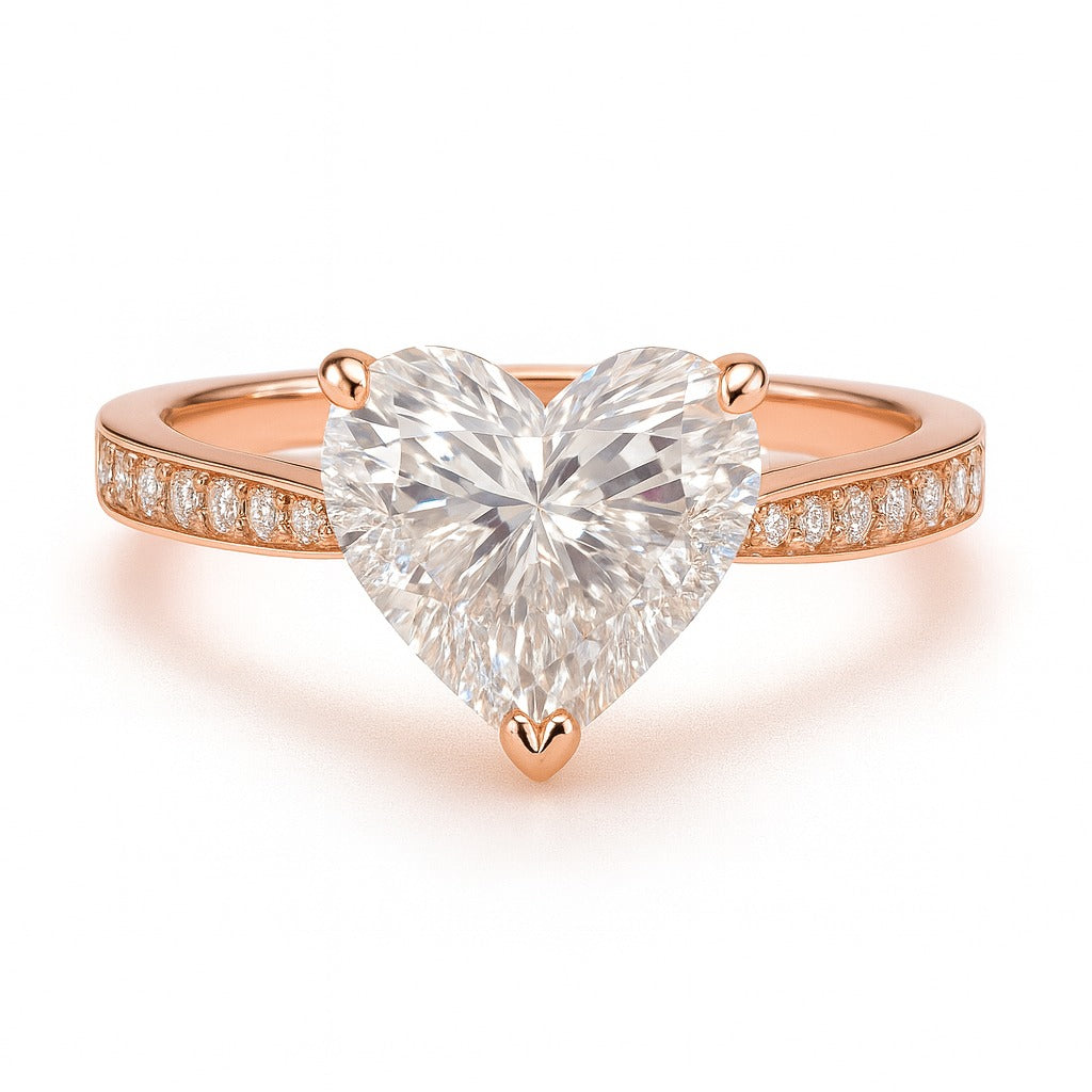 0.5 Carat Lab-Grown Heart Diamond Band Engagement Ring - 18K White Gold