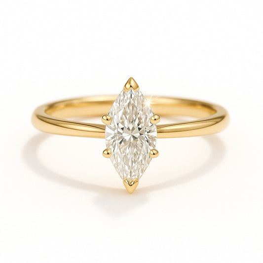 0.5 Carat Lab-Grown Marquise Solitaire Engagement Ring - 18K White Gold