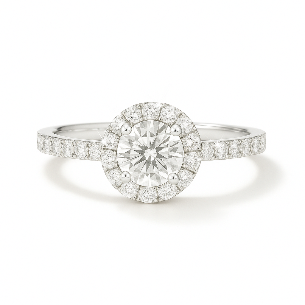 0.5 Carat Lab-Grown Round Diamond Halo Engagement Ring