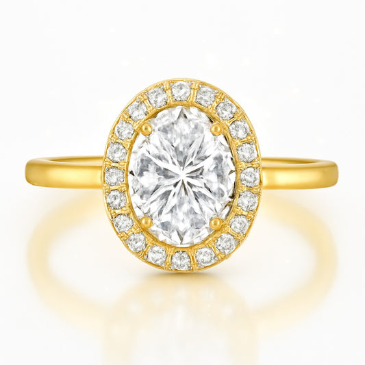 0.5 Carat Oval Lab-Grown Diamond Halo Engagement Ring