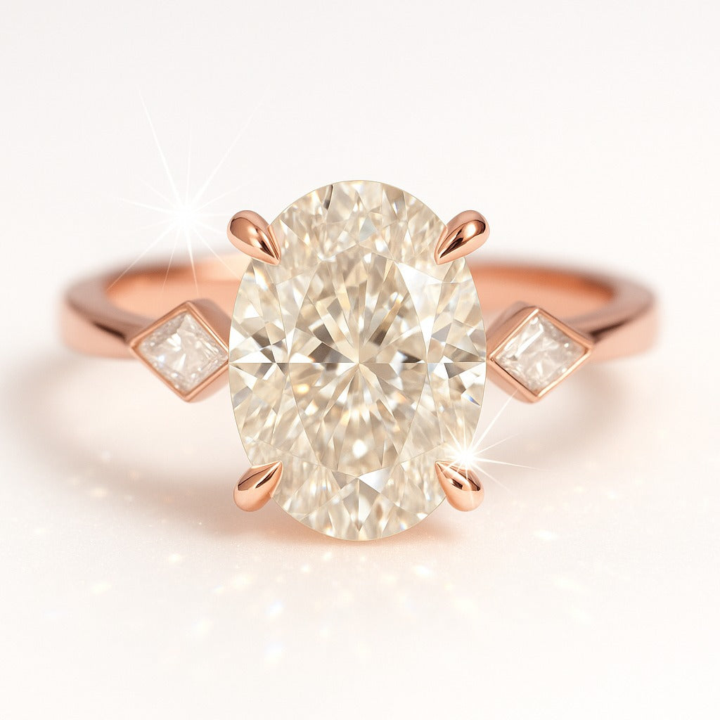 0.5 Carat Oval Lab-Grown Trilogy Engagement Ring