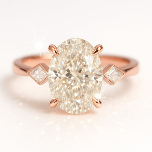 0.5 Carat Oval Lab-Grown Trilogy Engagement Ring