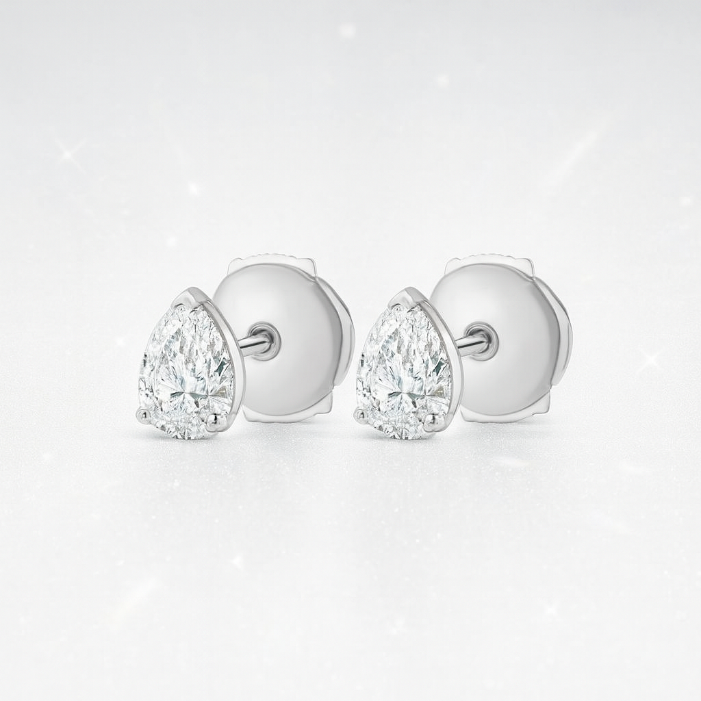 0.5ct Each Pear Lab-Grown Diamond Stud Earrings - 18k White Gold