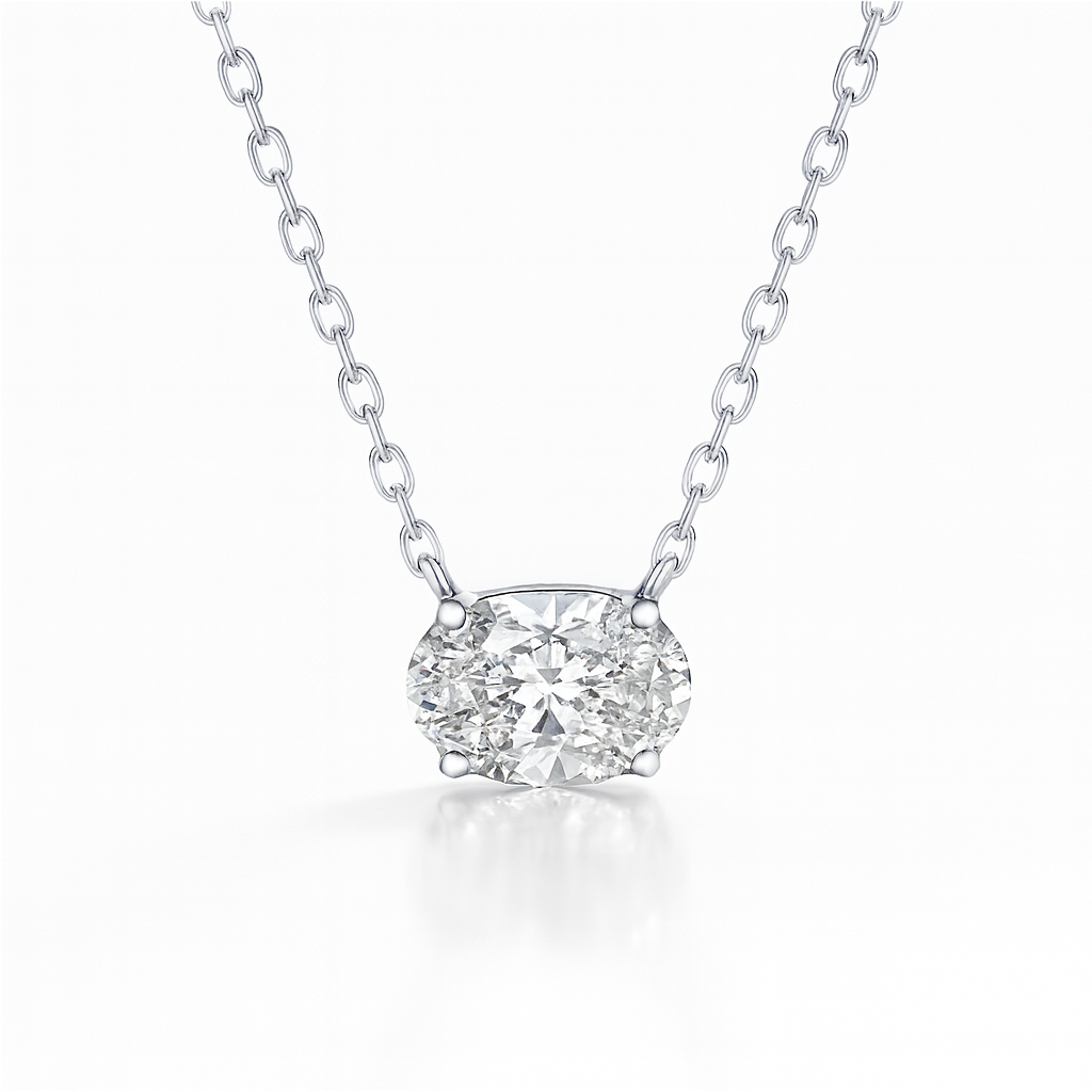 0.5ct Oval Diamond Pendant in White Gold