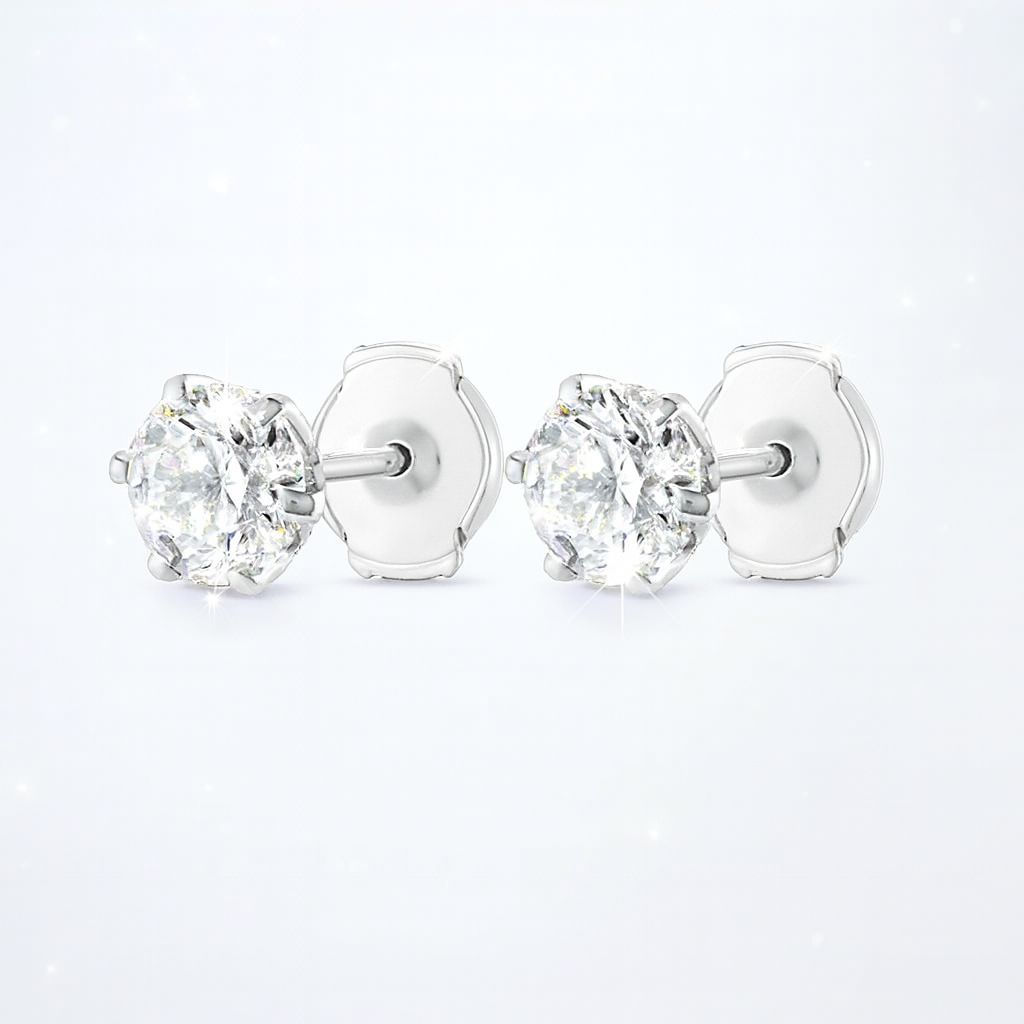 0.8ct Each Round Lab-Grown Diamond Stud Earrings in 18K White Gold