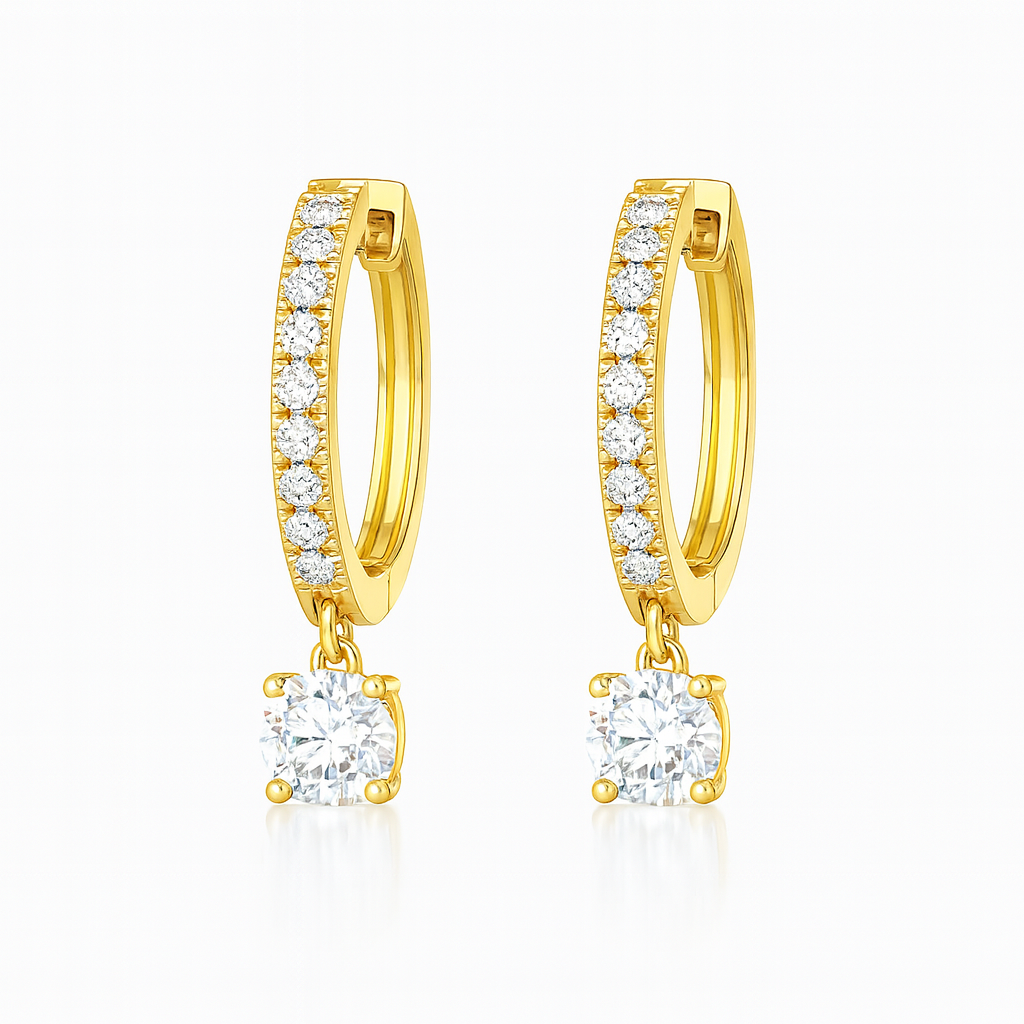 1.2ct Lab Grown Diamond Hoop Earrings - 18k Yellow Gold