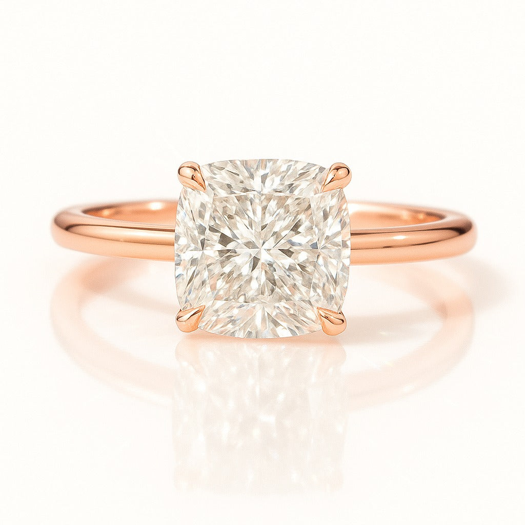 1.5 Carat Cushion Lab-Grown Diamond Solitaire Engagement Ring 18k Yellow Gold