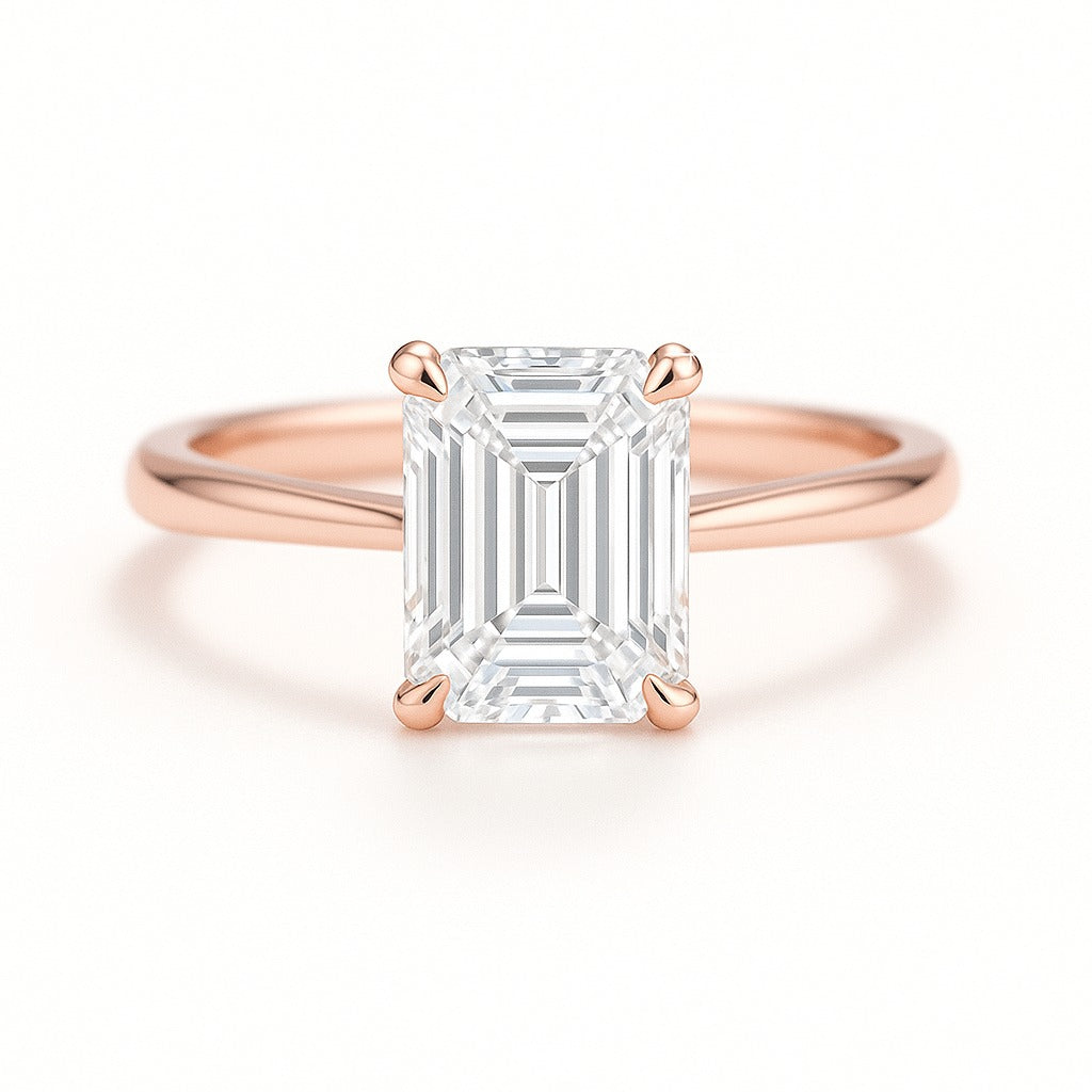 1.5 Carat Lab-Grown Emerald Cut Diamond Solitaire Engagement Ring - 18k Yellow Gold