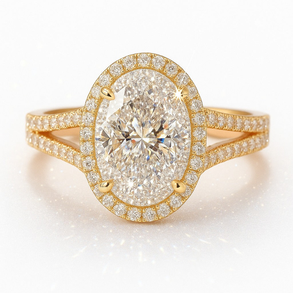 1.5 Carat Lab-Grown Halo Engagement Ring – Oval Diamond