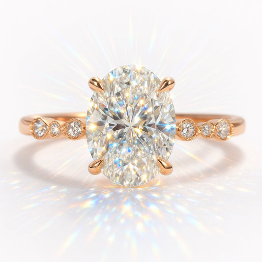 1.5 Carat Lab-Grown Oval Diamond Band Engagement Ring