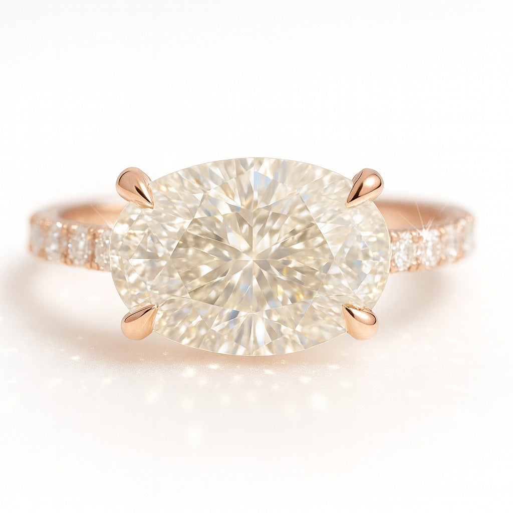 1.5 Carat Lab-Grown Oval Diamond Band Engagement Ring