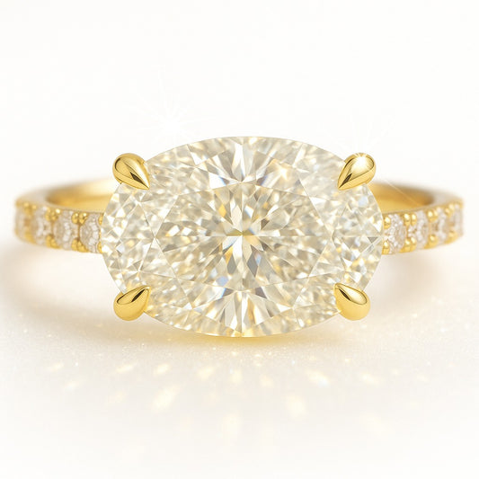 1.5 Carat Lab-Grown Oval Diamond Band Engagement Ring