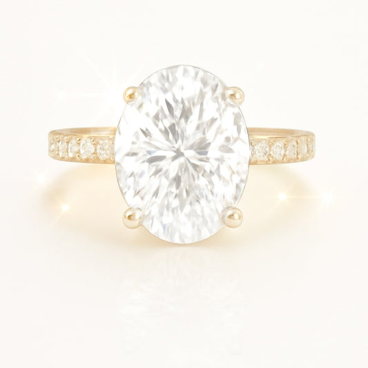 1.5 Carat Lab-Grown Oval Diamond Band Engagement Ring