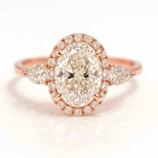 1.5 Carat Lab-Grown Oval Diamond Trilogy Engagement Ring