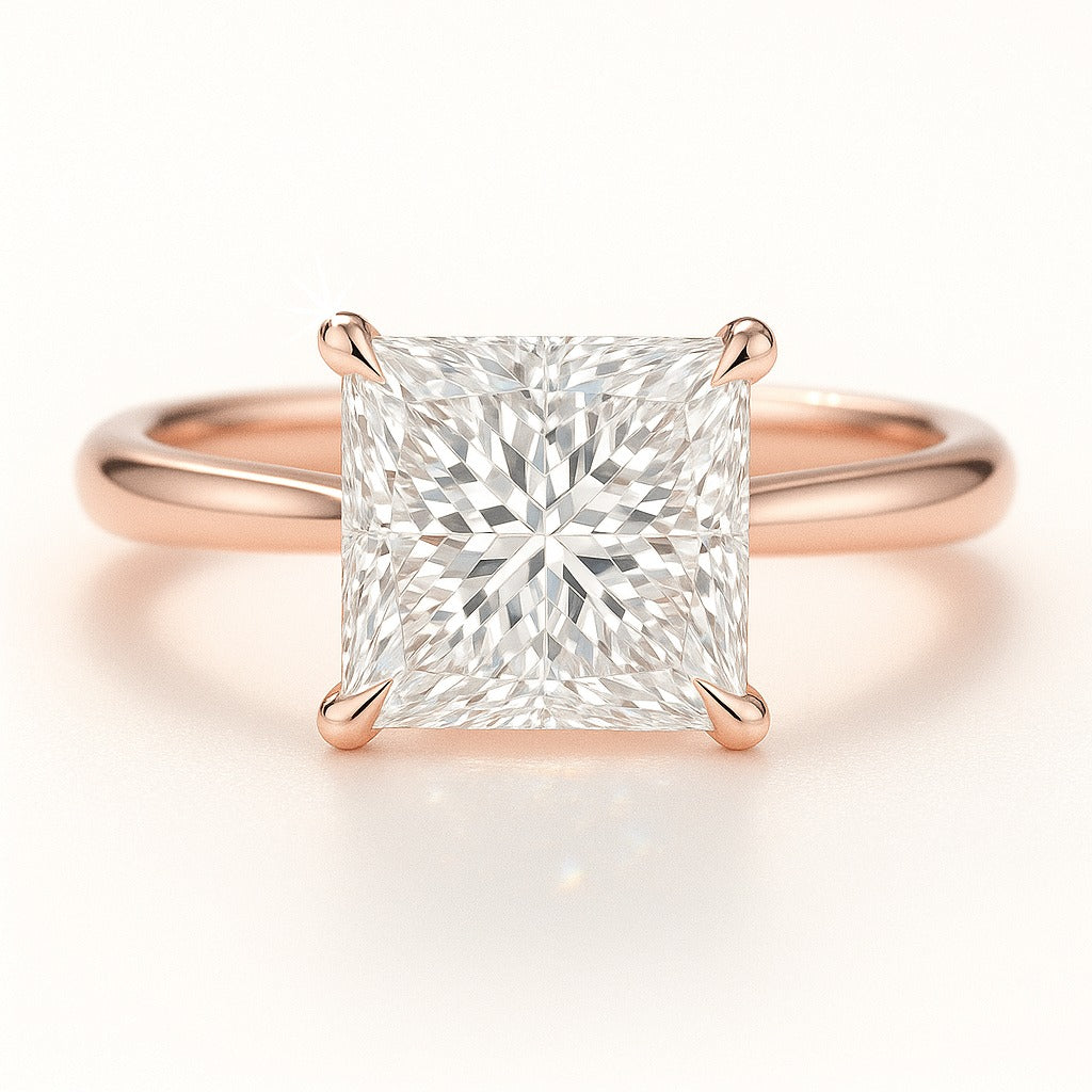 1.5 Carat Lab-Grown Princess Diamond Solitaire Engagement Ring - 18k Yellow Gold