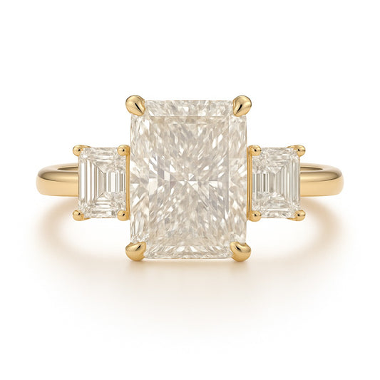 1.5 Carat Lab-Grown Trilogy Engagement Ring – Radiant Cut Diamond