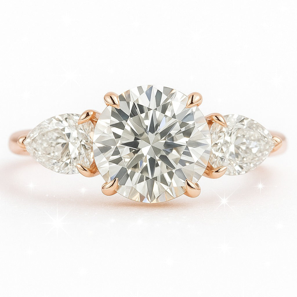 1.5 Carat Lab-Grown Trilogy Engagement Ring – Round Brilliant Diamonds