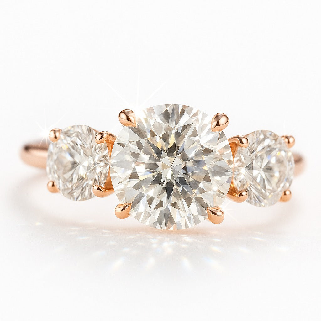 1.5 Carat Lab-Grown Trilogy Engagement Ring – Round Brilliant Diamonds