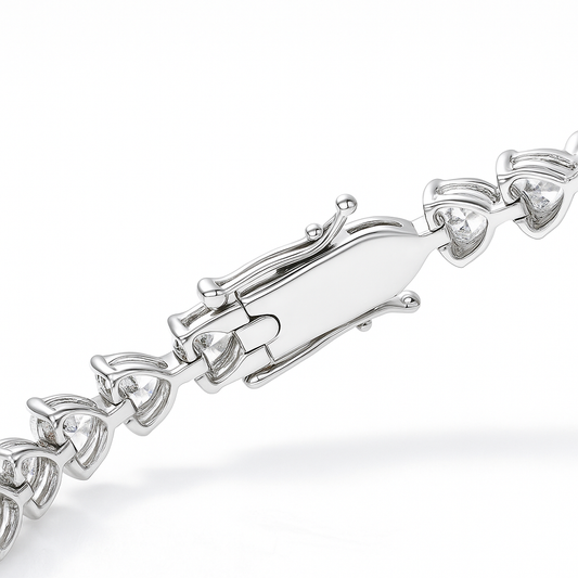 11ct Lab-Grown Heart Diamond Tennis Bracelet in White Gold