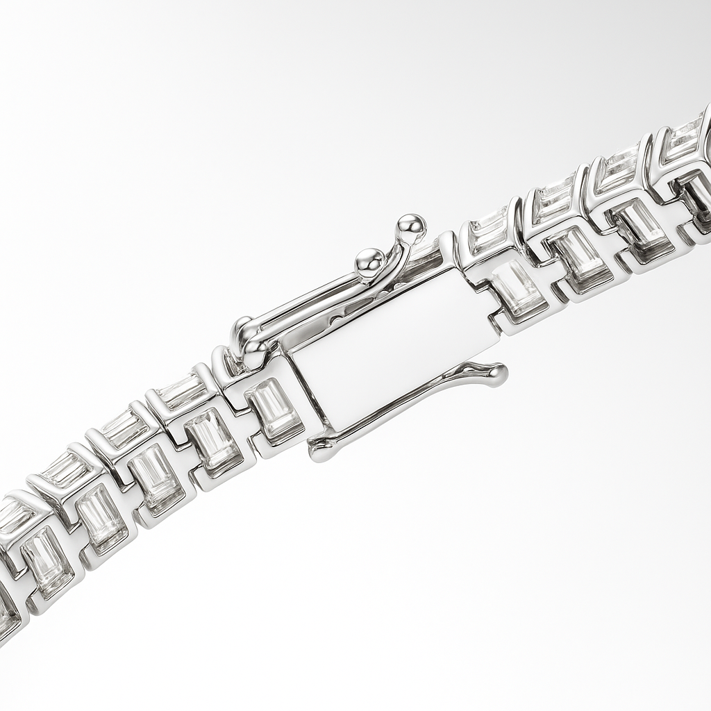 15ct Lab-Grown Emerald Cut Diamond Tennis Bracelet in White Gold