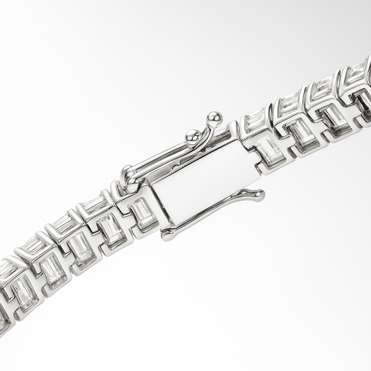 15ct Lab-Grown Emerald Cut Diamond Tennis Bracelet in White Gold