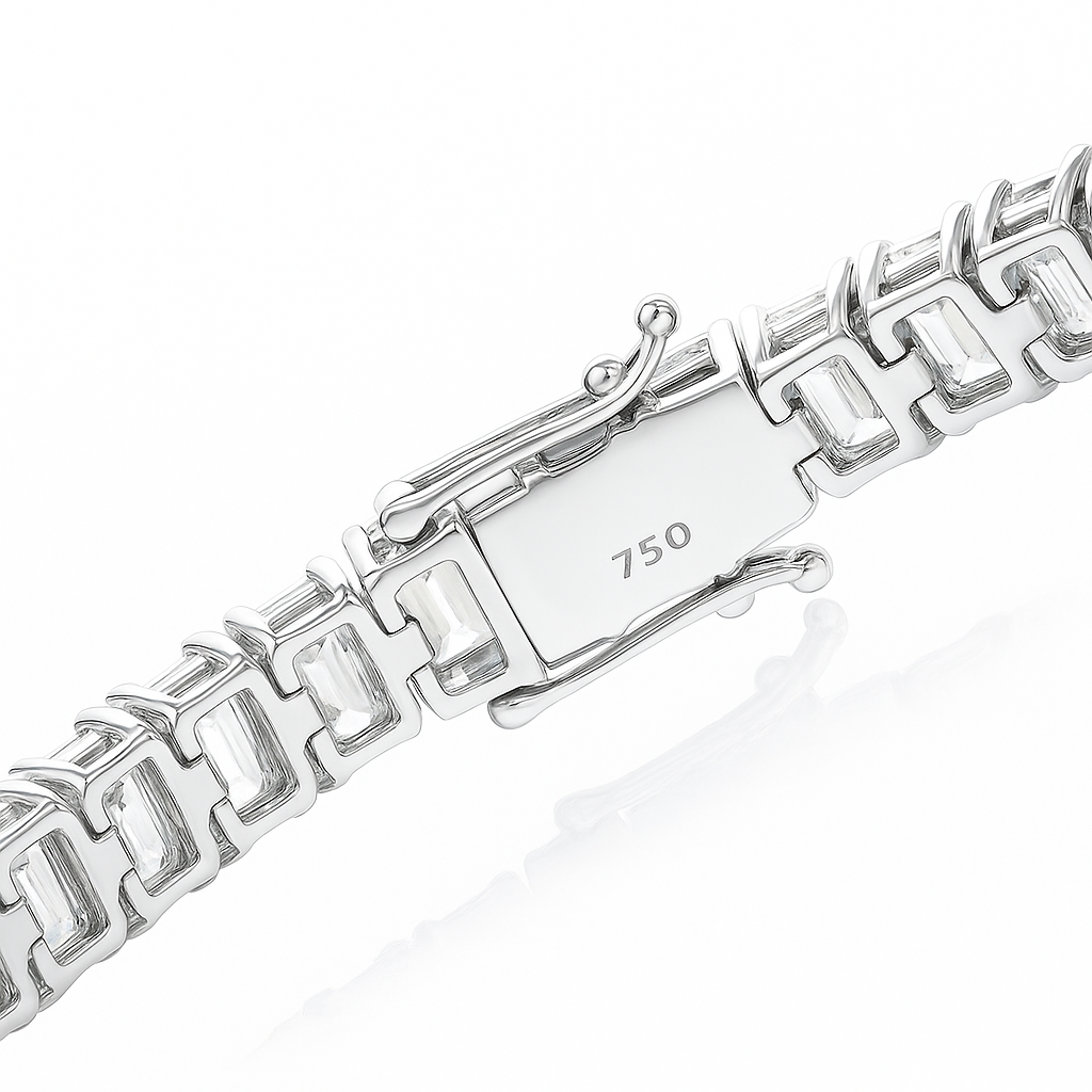 18ct Lab-Grown Emerald Diamond Tennis Bracelet in White Gold