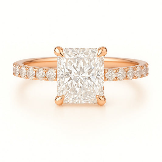 1 Carat Lab-Grown Diamond Band Engagement Ring – Radiant Cut