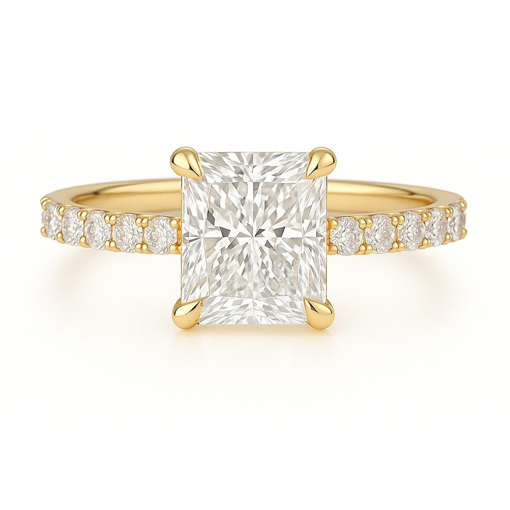 1 Carat Lab-Grown Diamond Band Engagement Ring – Radiant Cut