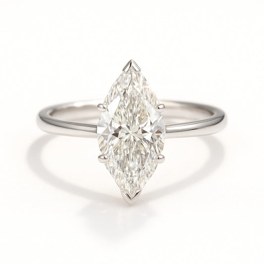 1 Carat Lab-Grown Marquise Diamond Solitaire Engagement Ring - 18k Yellow Gold