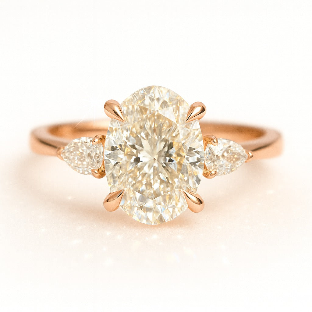 1 Carat Lab-Grown Oval Diamond Trilogy Engagement Ring