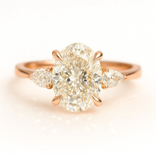 1 Carat Lab-Grown Oval Diamond Trilogy Engagement Ring