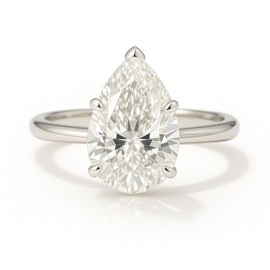 1 Carat Lab-Grown Pear Diamond Solitaire Engagement Ring - 18K Yellow Gold