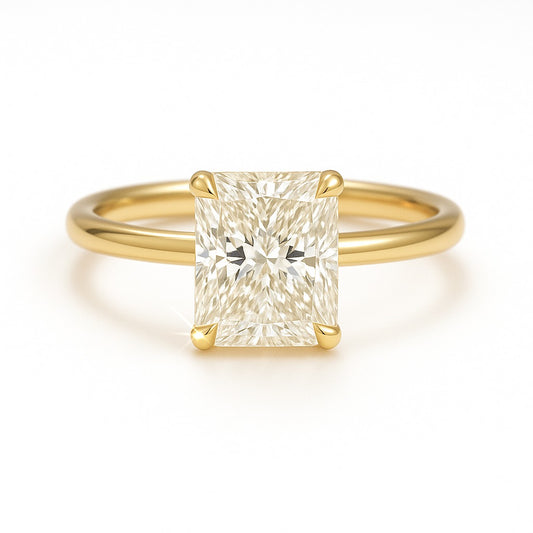 1 Carat Lab-Grown Radiant Diamond Solitaire Engagement Ring 18k Yellow Gold
