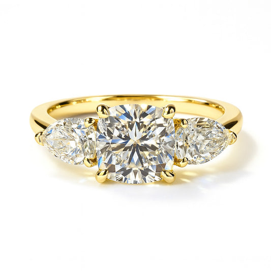 1 Carat Lab-Grown Trilogy Engagement Ring – Cushion Diamond 18k White Gold