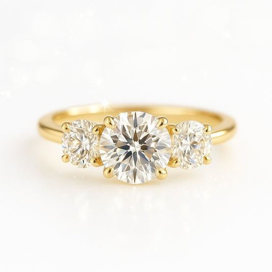 1 Carat Lab-Grown Trilogy Engagement Ring – Round Diamond
