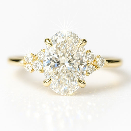 1 Carat Oval Lab-Grown Diamond Band Engagement Ring