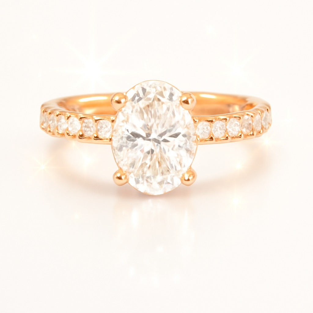 1 Carat Oval Lab-Grown Diamond Band Engagement Ring