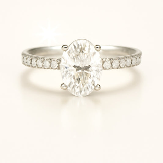 1 Carat Oval Lab-Grown Diamond Band Engagement Ring