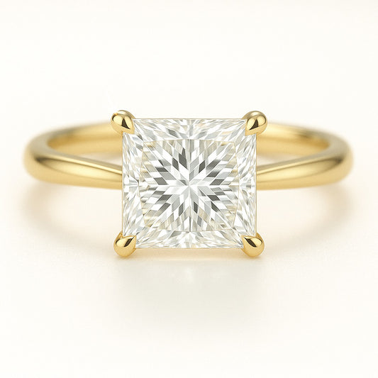 1 Carat Princess Cut Lab-Grown Diamond Solitaire Engagement Ring - 18K White Gold