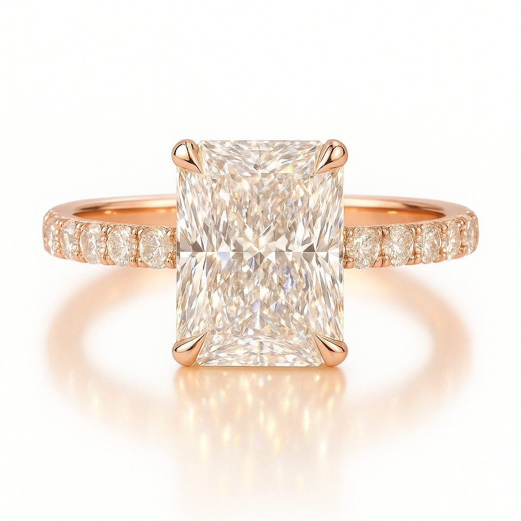 2.5 Carat Lab-Grown Diamond Band Engagement Ring - Radiant Cut