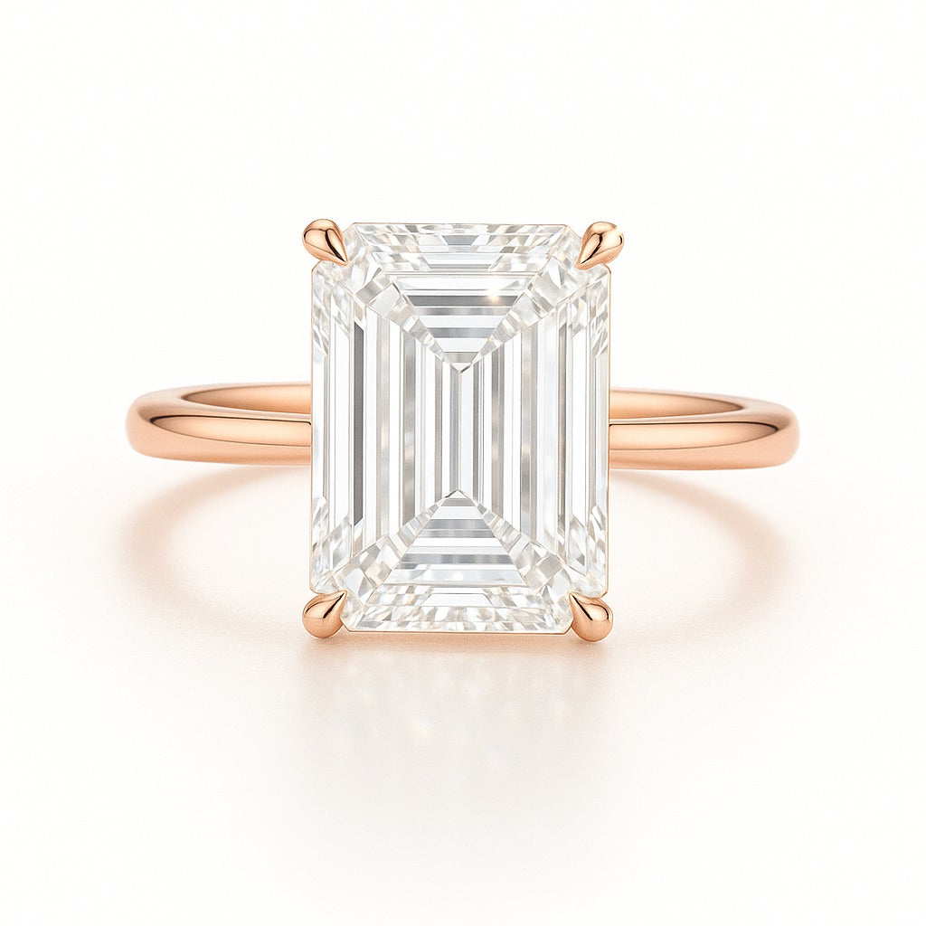 2.5 Carat Lab-Grown Emerald Cut Solitaire Engagement Ring - 18k Yellow Gold