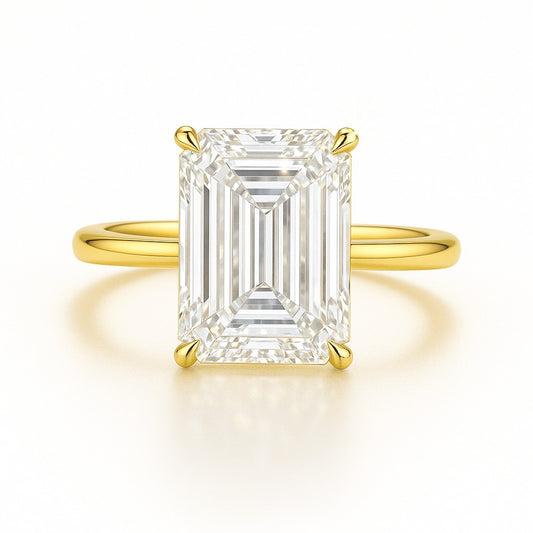 2.5 Carat Lab-Grown Emerald Cut Solitaire Engagement Ring - 18k Yellow Gold