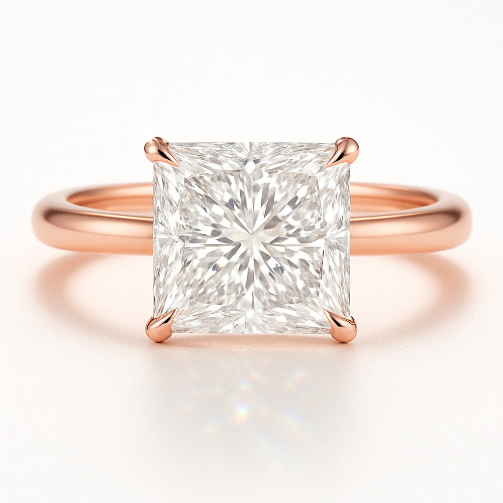 2.5 Carat Lab-Grown Princess Cut Solitaire Engagement Ring - 18K White Gold