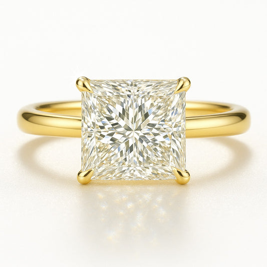 2.5 Carat Lab-Grown Princess Cut Solitaire Engagement Ring - 18K White Gold