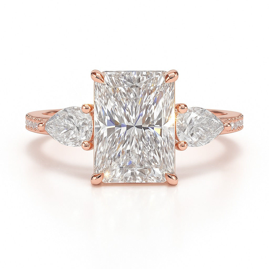 2.5 Carat Lab-Grown Trilogy Engagement Ring – Radiant Cut Diamond